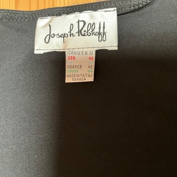 JOSEPH RIBKOFF Poly Spandex Jersey Knit Black Midi Dress w/ Buckle Detail Sz 12 - Picture 5 of 9